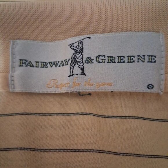 Fairway & Greene MONEY HILL Men's L 100% Cotton Yellow Striped Polo Golf Shirt - Picture 7 of 7